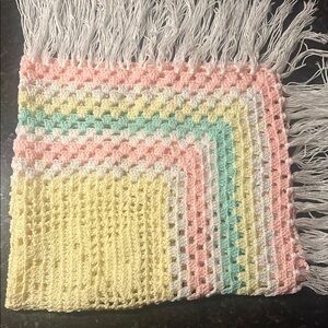 Pastel Crochet Scarf with Fringe